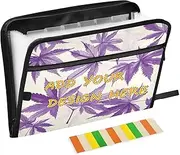 Custom Accordion Folder 13 Pockets A4 Letter Size Personalized Expandable Hanging File with Zipper Closure for Document Storage Purple Maple Leaves carpeta de