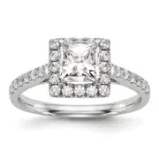 1.75ct. CZ Solid Real 14K White Gold Princess Square Halo Engagement Ring