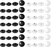Resin Fasteners, 100 PCS 12mm Plastic Snaps Round Resin Snaps Buttons for Clothing, Diapers Crafting DIY Crafts (Black & White)