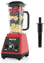 Spector 2L Commercial Blender, High Speed Mixer Food Processor, Juicer Smoothie, Ice Breaker, Ice Crush, 3 Speeds, 6 Stainlesss teel blades, 1600W Power Motor, Blend, Chop, Grind & Purée, Red
