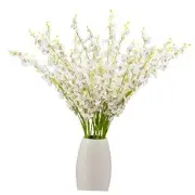 Artificial Orchid Silk Fake Flowers Faux Dancing Lady Orchids Stems White