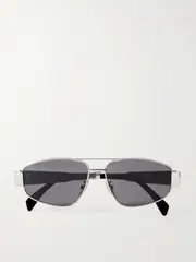 [CELINE Eyewear] CELINE Eyewear - Triomphe Aviator-style Silver-tone And Acetate Sunglasses - One size One size Silver