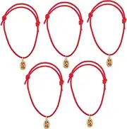 TOBBOMEY 5pcs Handmade Adjustable Cat and Dog Collar Jewelry Red Knitted Rope with Bell Comfortable and Safe Pet Accessories for Small Pets