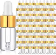 Bokon 100 Pcs Glass Dropping Bottles Mini Essential Oil Dropper Bottles Empty Sample Vials with Black Cap Tiny Storage Jars with Dropper for Perfumes Cosmetic Liquid Aromatherapy Lab (Clear, 3 ml)