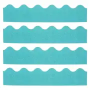 3"x1.08ft Bulletin Board Border 60pcs Scalloped Trim Strips Wall Decor Green