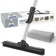 Pet Hair Removal Rubber Broom with Squeegee Adjustable Handle 3-in-1