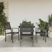 vidaXL 5 Piece Garden Dining Set Black Steel and Textilene 3200719_V1