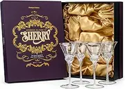 Crystal Sherry, Sweet Port and Dessert Wine Glasses | Set of 4 | 3.7 oz Small Schooner Sippers for Cordials and Liqueur | Long Stem Glassware for Aperitif, Digestive, After Dinner Drinks
