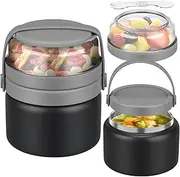 MAISON HUIS 2-in-1 Insulated Food Jar 8oz Soup Thermo with Tritan Snack Container Kids Thermo for Hot Food Lunch Containers Wide Mouth Vacuum Stainless Steel Leak Proof for School Travel