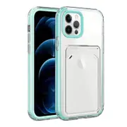 Nevenka Clear Card Case Slim Fit Protective Soft TPU Case with Card Holder for iPhone 13/13Pro/Pro Max-Green