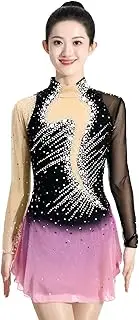 [Zagitova] Figure Skating Dress for Women, Girls Back Zipper Sparkly Ice Dance Costume for Competition Customizable