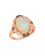 Bloomingdale's Fine Collection Opal, Brown & White Diamond Halo Ring 14K Rose Gold