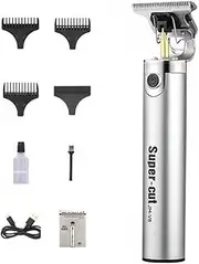 Silver,Professional Hair Clippers for Men Cordless, T Blade Zero Gapped Rechargeable Beard Shaver with 3 Limiting Combs, Barber Clippers for Hair Cutting Mustache Facial