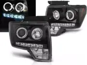 Black Halogen Headlamps LED-Angel-Eyes for Ford F150 12 XII MK12 2009-2014 LHD L