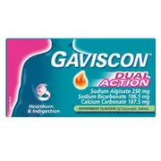 Gaviscon Dual Action Chewable Tablets Peppermint Heartburn & Indigestion Relief 32 Pack