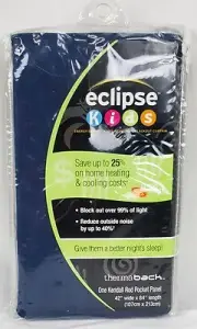 Eclipse Kids Kendall Thermaback Blackout Panel – 42” x 84” - Blue - Ellery