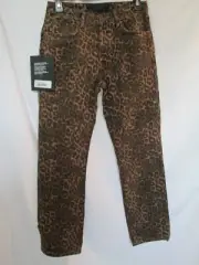 NWT Women's ALEXANDER WANG Denim X Cult Jeans Leopard Print Pants Size 26 x 27