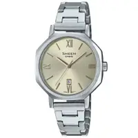 在飛比找PChome24h購物優惠-CASIO卡西歐 SHEEN 拋光金屬 優雅時尚腕錶-金 S