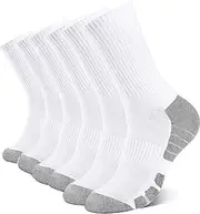[COZY CORE] 6 Pairs Athletic Socks Cotton Cushioned Crew Running Socks for Men/Women,Sport Calf Socks Performance Cushioned & Breathable for Running Sports Training Hiking Gym Tennis