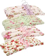Home Master 20PCE Coat Hangers Floral Satin Covers Padded Thick Elegant