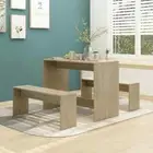 NNEVL 3 Piece Dining Set Sonoma Oak Chipboard