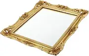 Baluue Elegant Makeup Mirror Decorative Mirror Carved Pattern Space-Saving Design