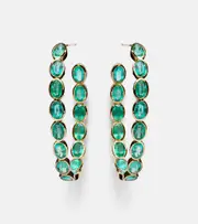 [Octavia Elizabeth] Octavia Elizabeth Oval Eternity 18kt gold earrings with emeralds One Size multicoloured