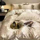 Mulberry Silky Blending Duvet Cover Set with Sheets Satin Blending Bedding Set