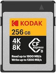 Kodak CFexpress Type B 256GB Memory Card with 1800MBps Read and 1200MBps Write (EKMCFX256GK)