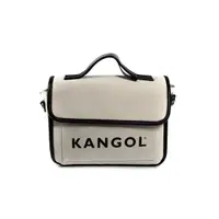 在飛比找Yahoo奇摩購物中心優惠-KANGOL 側背帆布包 掀蓋式 米白/黑色滾邊 62251