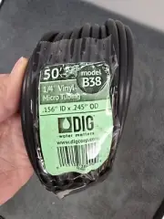 DIG B38 1/4" x 50' Vinyl Micro Tube Black Drip Line Hose