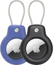 Compatible with AirTag Secure Holder with Wire Cable, 2 Pack Air Tag Lock Case Keychain Key Ring Key Chain Luggage tag for Keys, Luggage & More