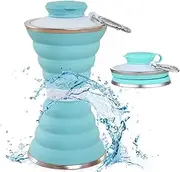 Collapsible Water Bottle, Camping Cup with Carabiner, Reuseable Silicone Foldable Leak Proof Portable Sports Travel Water Bottles for Outdoor, Travel Gym Hiking, BPA Free, Cycling Cups with Carabiner