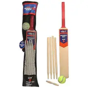 A2Z 4 Kids Cricket Set Wooden Bat/Stumps/Bails And Soft Ball Size 3 Game Set With Carry Bag