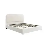 Foret Bed Frame Double Size Mattress Base Wooden Sleep Beds Platform Fabric