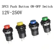 ?brand New Button Switch 12v-250v Round Lock ON-OFF Push Button SPST Switch