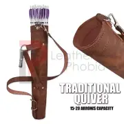 Archery Quiver Handmade Cowhide Leather Quiver , Brown Arrow Quiver For Hunting