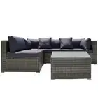LONDON RATTAN 5 Piece 4 Seater Outdoor Modular Lounge Setting with Coffee Table,