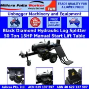 Black Diamond 50 Ton Manual Start Hydraulic Log Splitter Jockey Wheel Lift table