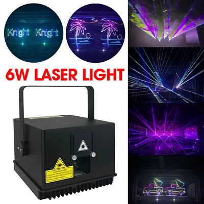 Rainbow DMX DJ stage lighting Disco RGB Animation Beam ILDA Scan 6W Laser Light