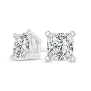 0.5 CT. T.W. Certified Princess-Cut Diamond Solitaire Stud Earrings in 14K White Gold (I/SI2)