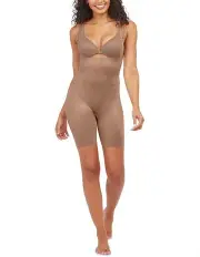 [Spanx] Thinstincts 2.0 Open-Bust Mid-Thigh Bodysuit in Beige