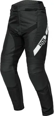 IXS RS-500 1.0 Motorcycle Leather / Textile Pants, black-white, Size XL 36 for Men Black White