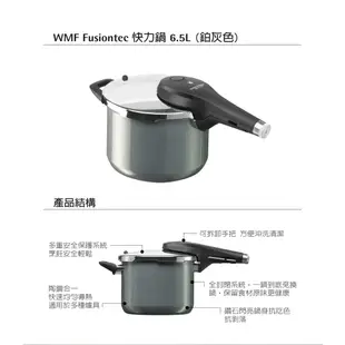 【德國WMF】FUSIONTEC 快力鍋/壓力鍋6.5L(鉑灰色)