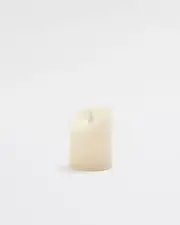 [Dusk] Premium Flickering Flameless Pillar Candle Ivory Small