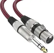 tunghey XLR Female to 1/4 Inch TRS Cables, Nylong Braided XLR 3 Pin Female to 6.35mm TRS Male Balanced Wire Mic Cord (3M)