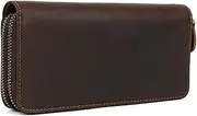 [DLUXCA] Handmade Double Zipper Long Wallet Clutch Retro Wallet Clutch Bag Business Men's Bag