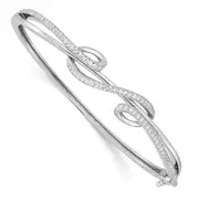 Sterling Silver Shimmer Rhodium-Plated 83 Stone Cz Hinged Bangle Bracelet