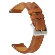 Unisex Genuine Leather Watch Band Strap with Spring Bars Brown Wide 20/22MM Chic