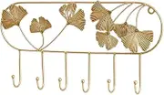 Coat Rack Wall Mount Wall Mounted Ginkgo Leaf Hook Wall Key Storage Fitting Room Coat Hanger Wrought Iron Art Hook Entry Porch Decorate Wall Coat Hooks(Small)
